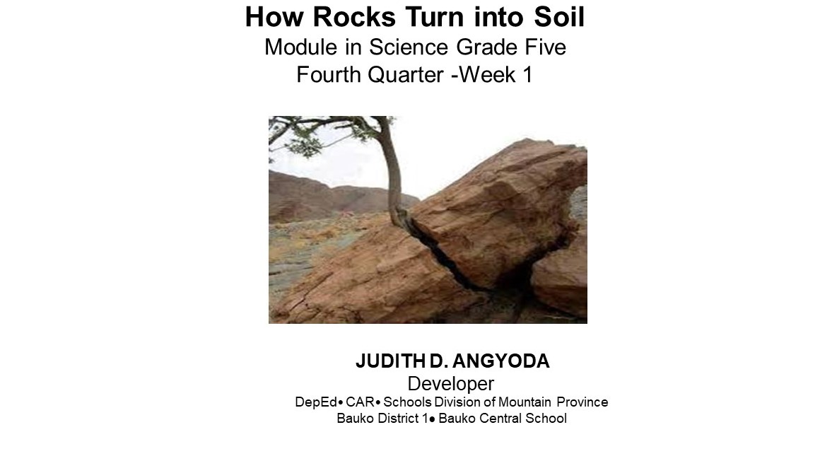 136202_Bauko Central School_Science_Grade 5_Quarter 4_Module 1_How Rocks Turn into Soil