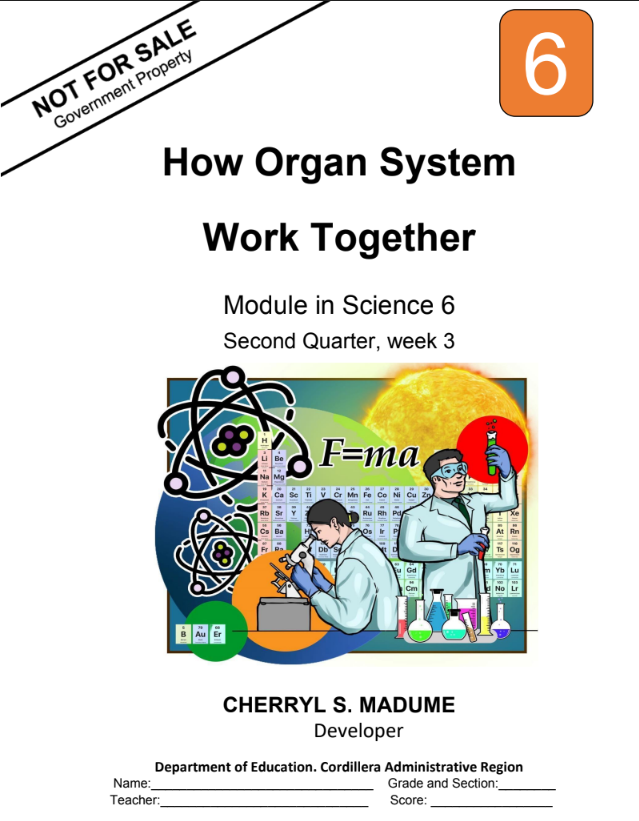 136389_San Carlos Heights Elementary School_Science_6_Quarer 2_Module 3:How Organ System  Work Together