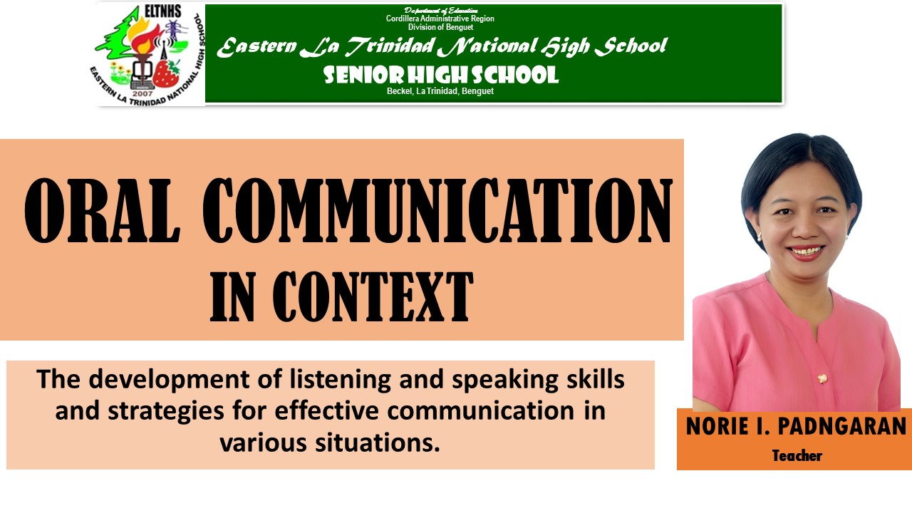 Oral Communication in Context