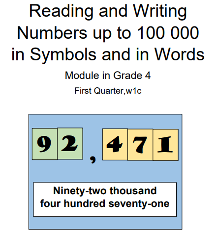  First  Quarter- Math 4 - Reading Writing Numbers